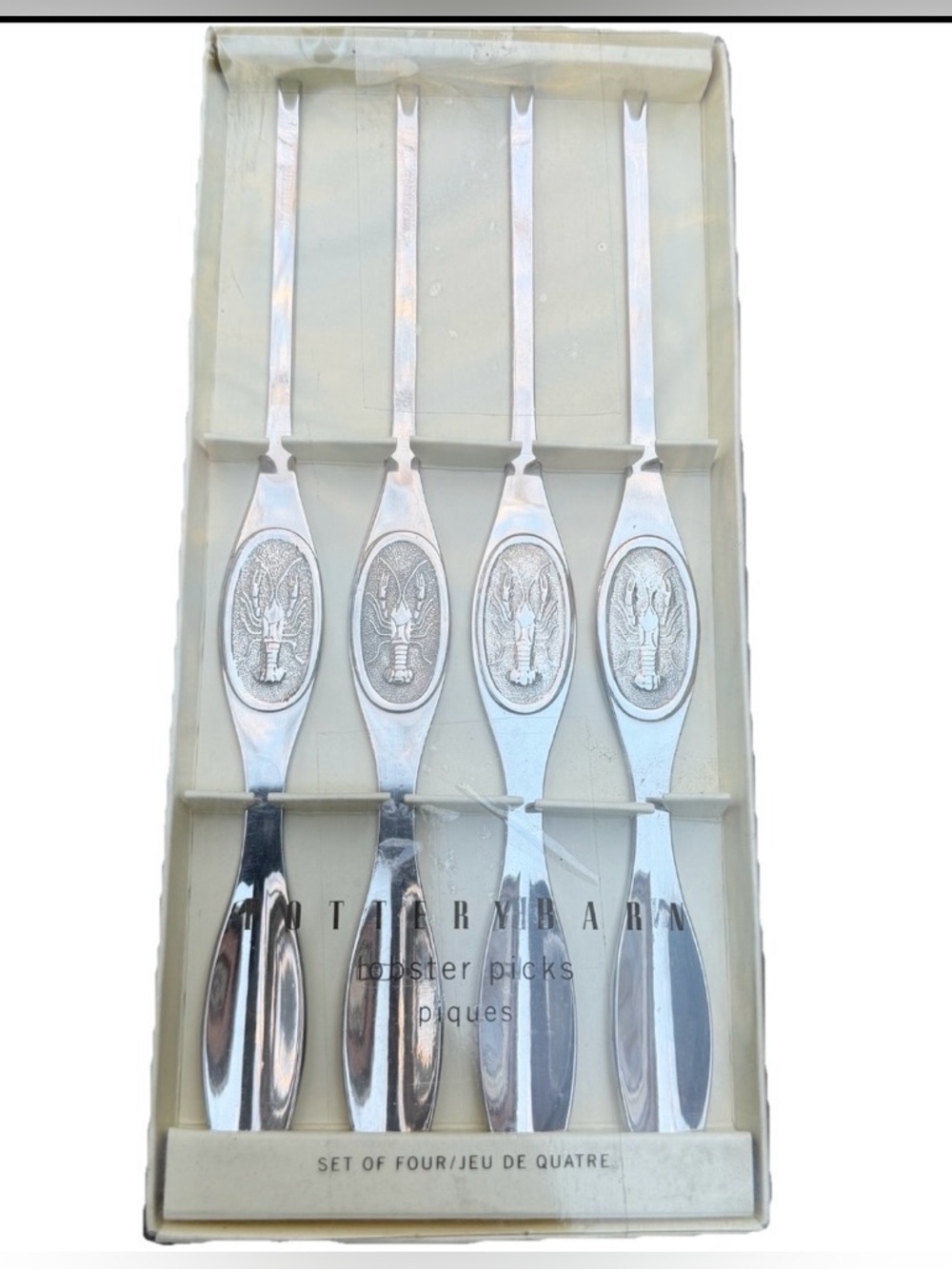 Pottery Barn Lobster Picks‎ Set Of 4 Silver Tone New In Box